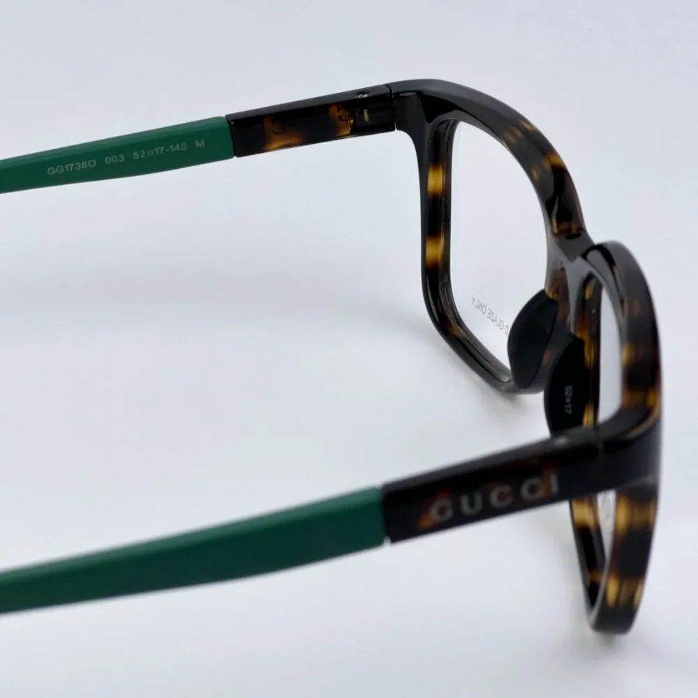 Gucci GG1738O 003 BRAND NEW Eyeglasses Havana Green Unisex Square